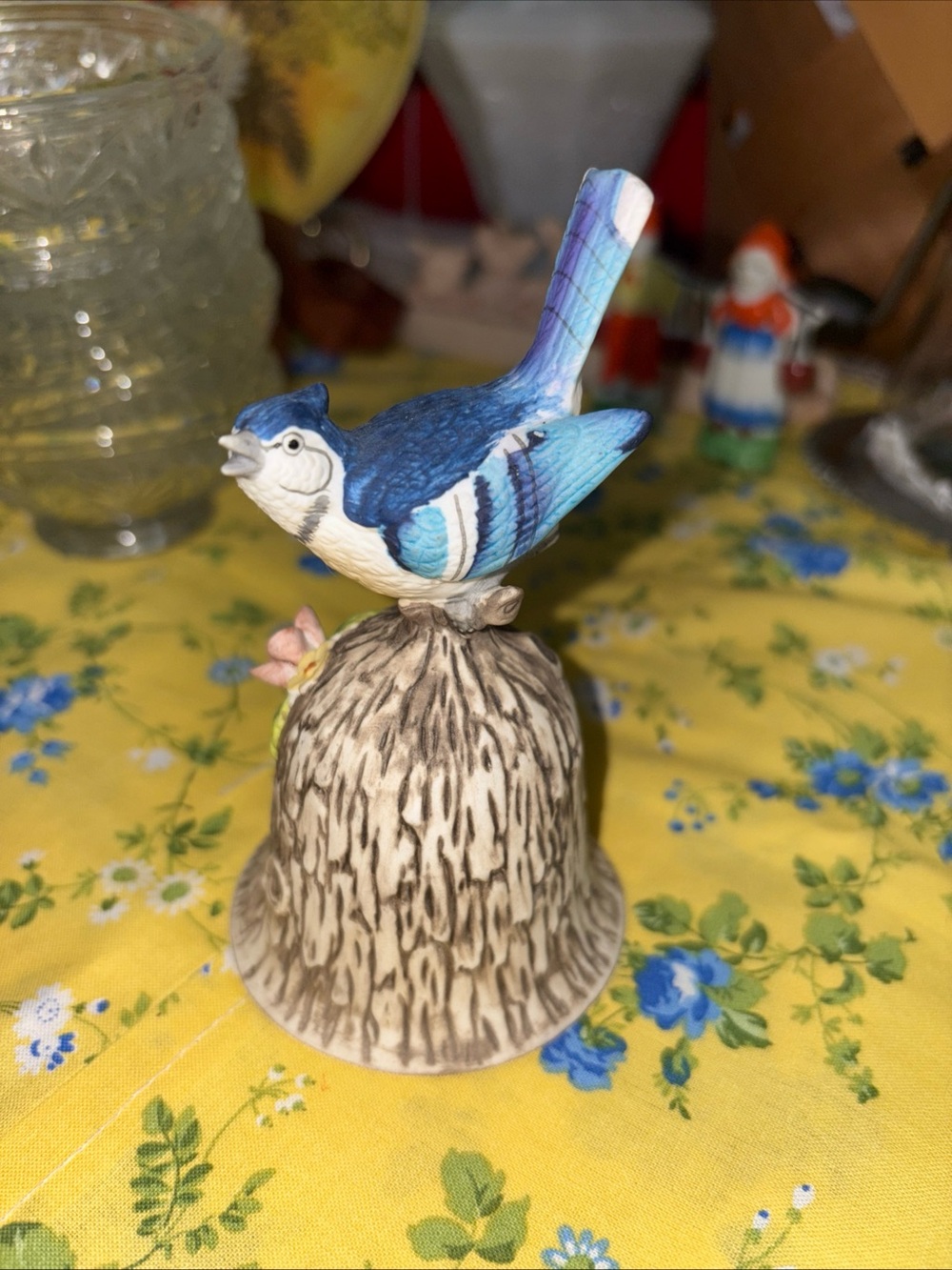 Towle Blue and White Porcelain Bird Bell